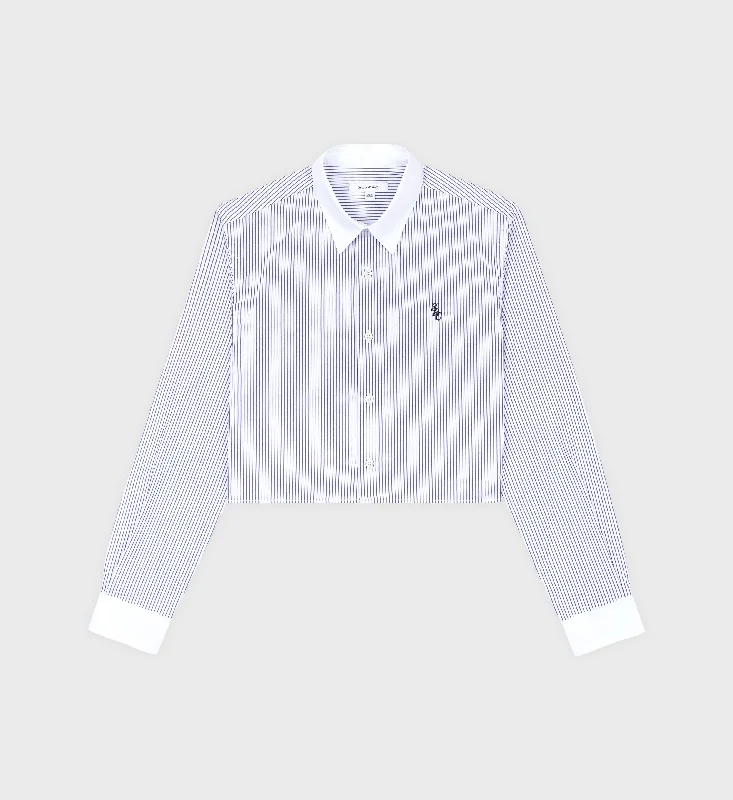 Chambray Shirts for Soft -SRC Cropped Shirt - Blue Striped/White