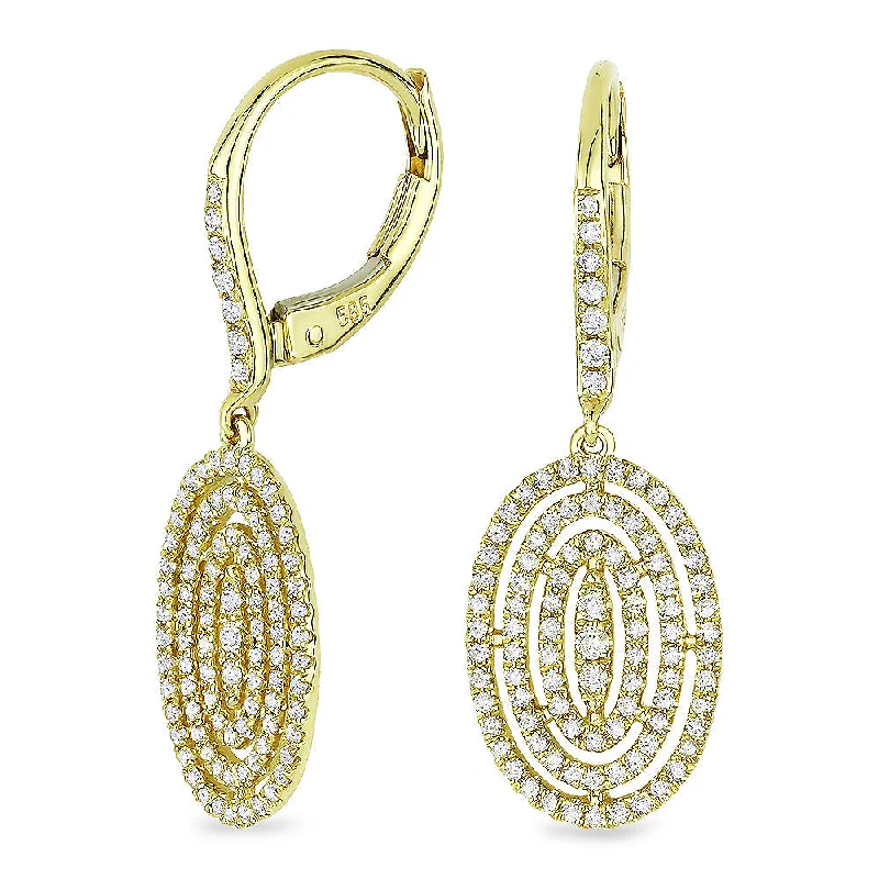 Animal Print Drop Earrings for Fun -0.49Ct White Diamond Drop/dangle Earrings In 14K Yellow Gold