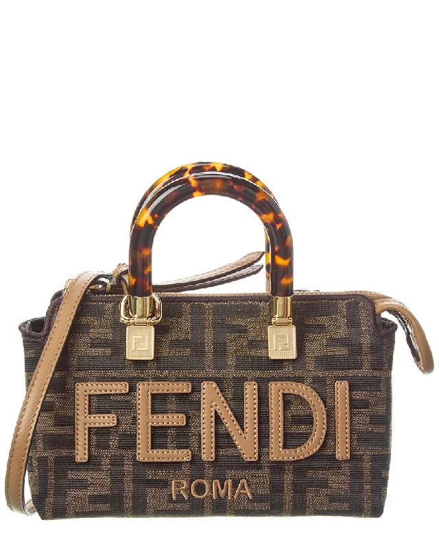 Handle bags with metallic finishes for shine -FENDI By The Way Mini FF & Leather Shoulder Bag