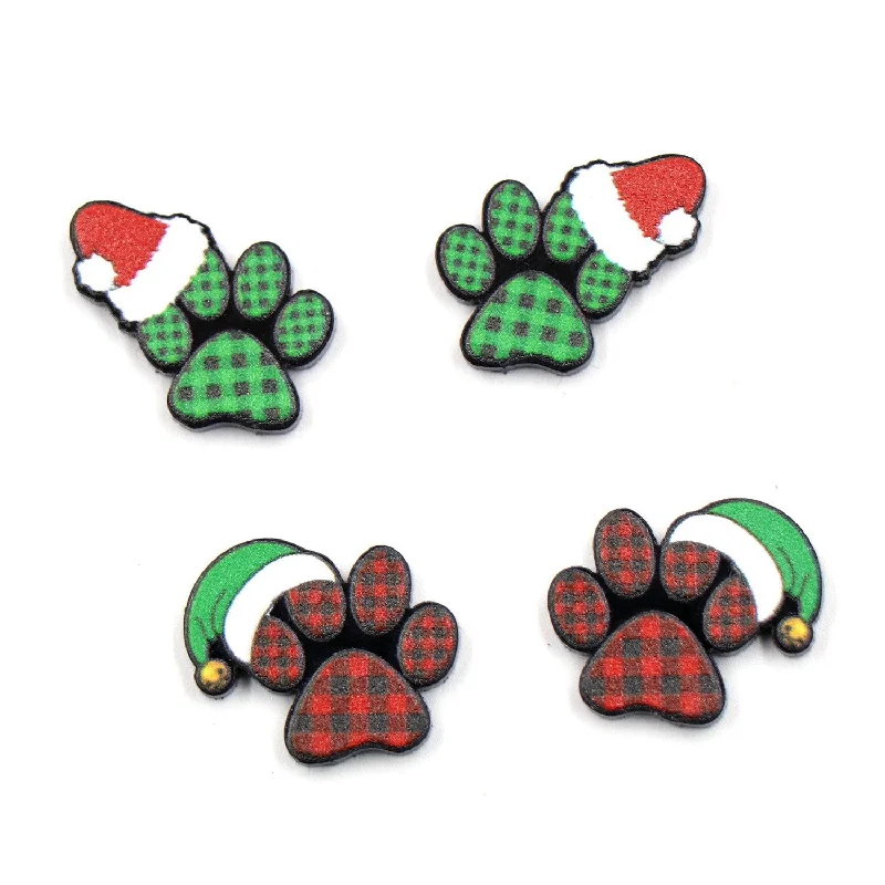 Magnetic Closure Drop Earrings for Easy -Wholesale Santa Hat Spot Love Cat's Paw Creative Dog Footprint Acrylic Earrings