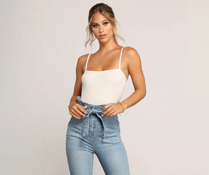 Sexy crop top tight fit for women with daring cut and modern style-Need It Now Ribbed Bodysuit