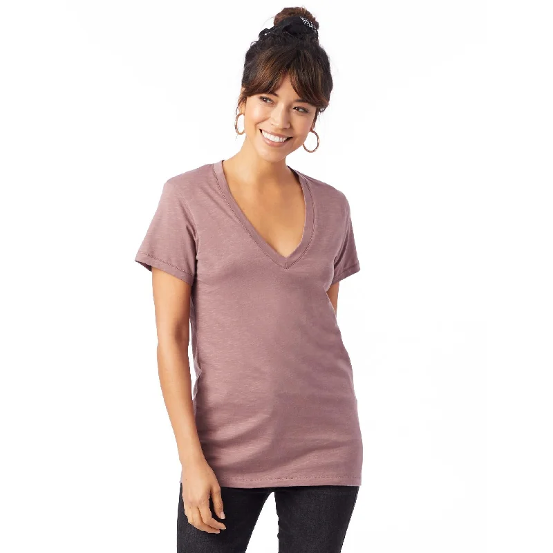 Henley Shirts for Relaxed -Weathered Slub So Low V-Neck T-Shirt (Vintage Rose)