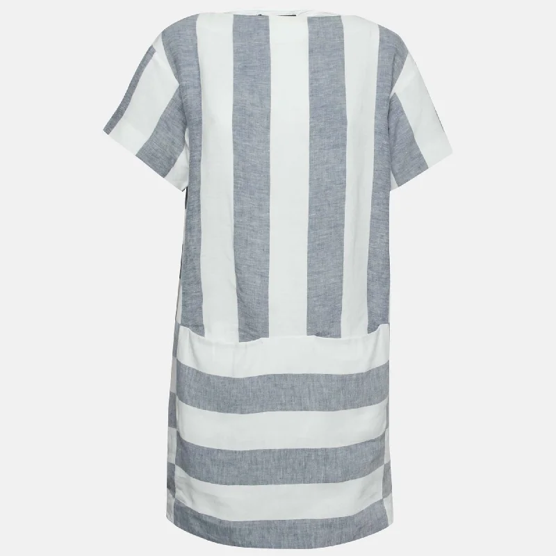 Handle bags with pastel colors for softness -Weekend Max Mara Blue & White Striped Linen Dress M