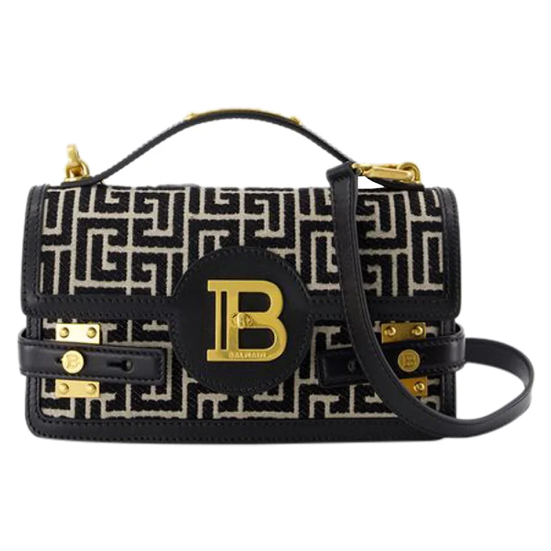 Large handle bags with spacious interior compartments -B-Buzz Shoulder 24 Purse - Balmain - Cotton - Ivory/Black