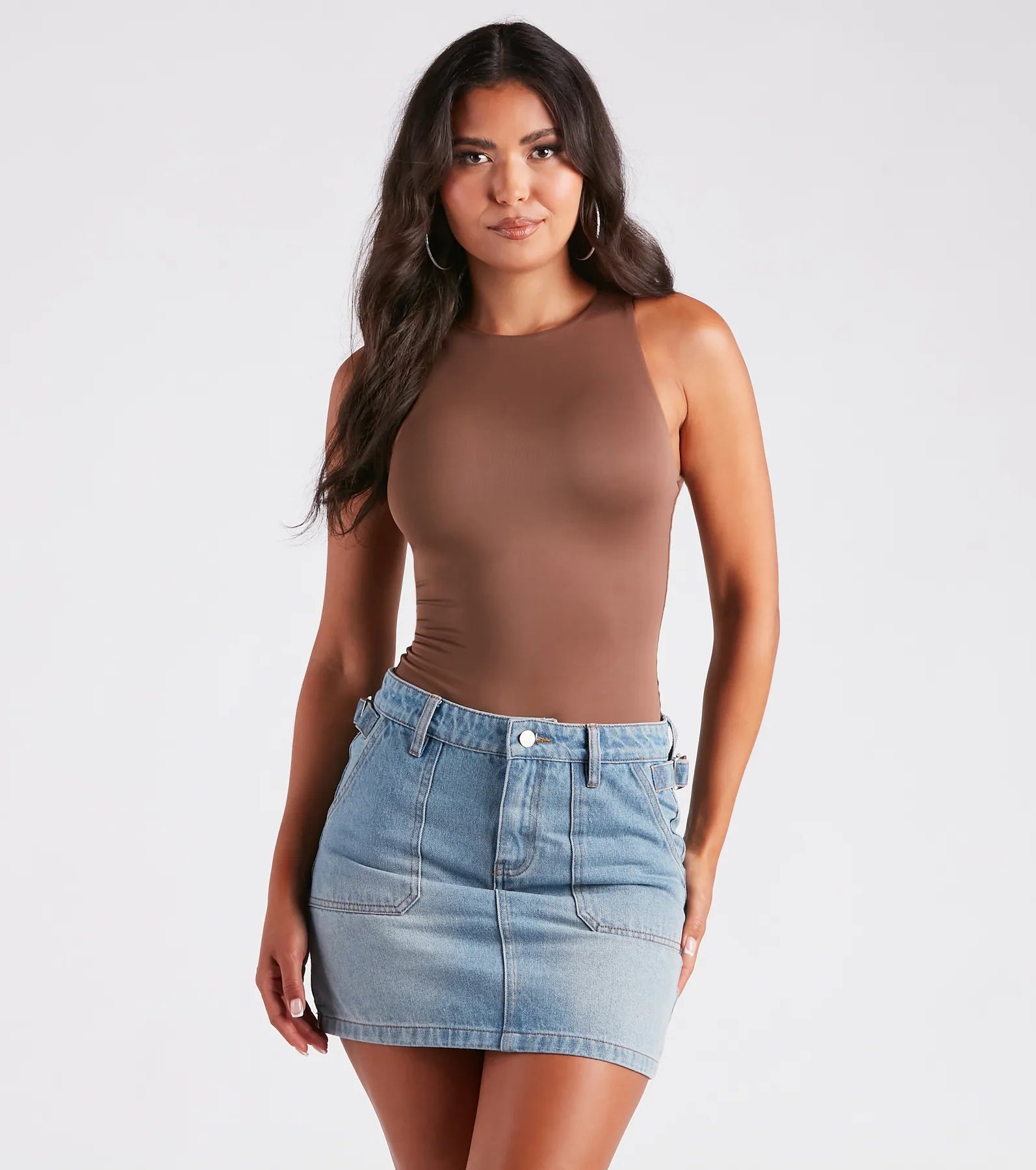 Layered tight top for women with chic details and modern design-Simply The Best Smooth Knit Tank Bodysuit