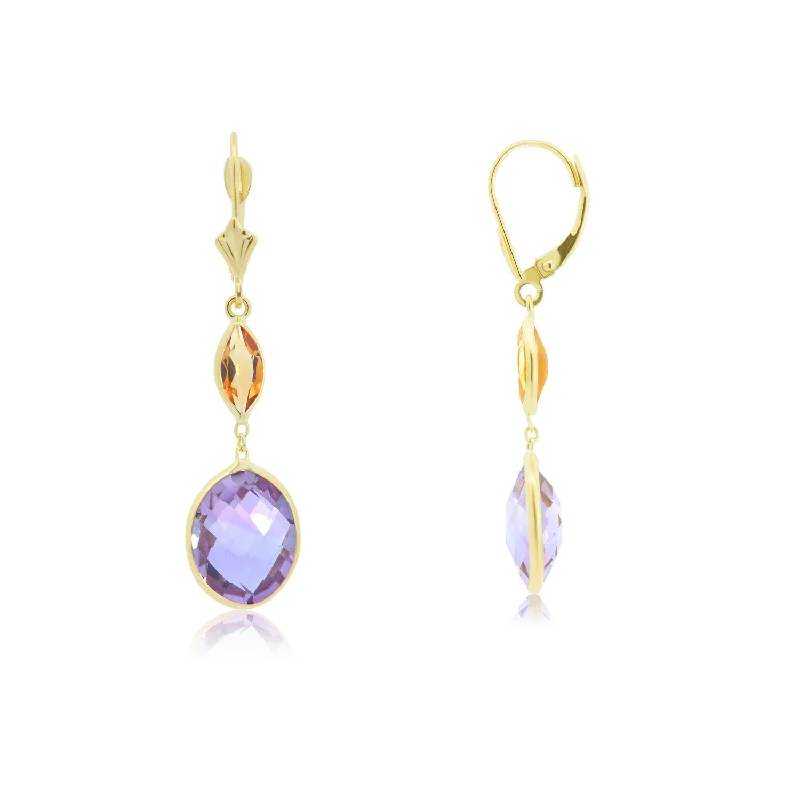 Pearl Drop Earrings for Elegance -Amethyst and Citrine Drop Dangle Earrings