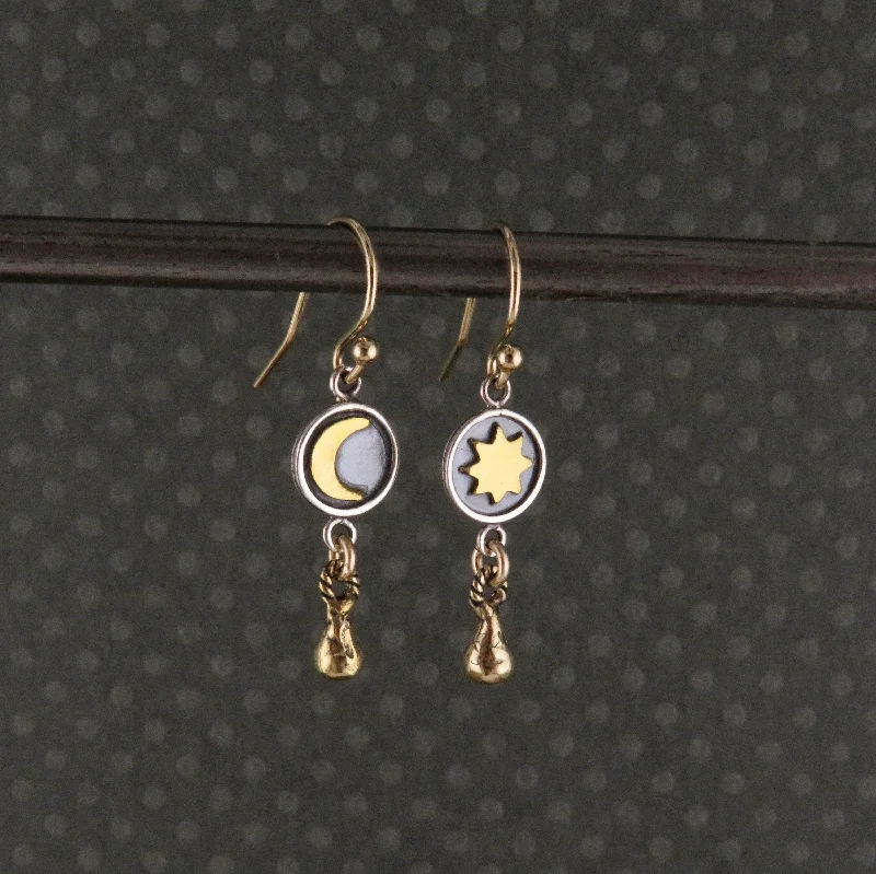 Drop Earrings for Fitness Activities -Moon and Sun Drop Earrings