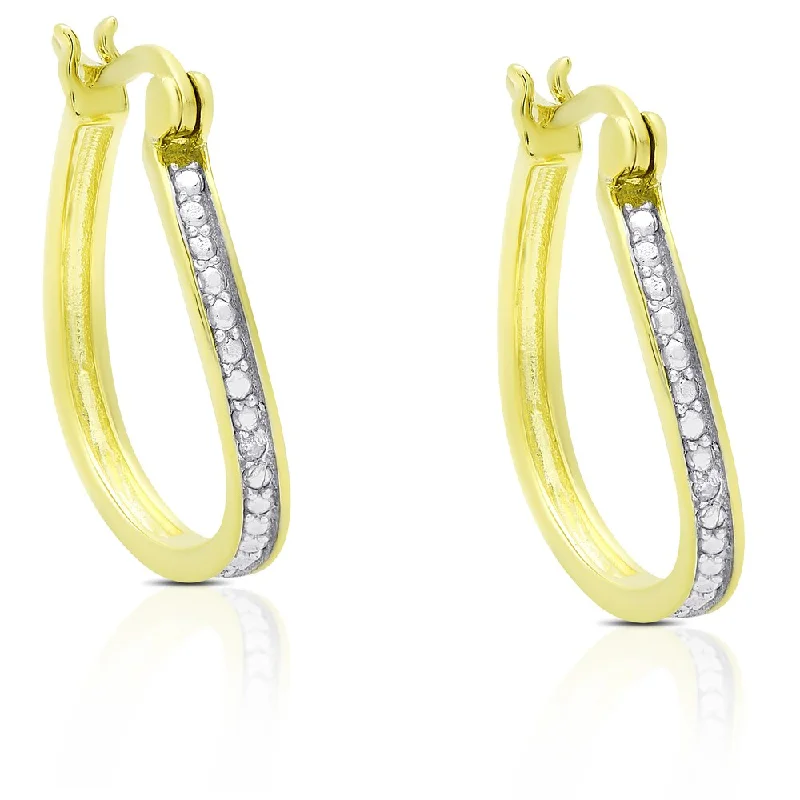 Drop Earrings with Enamel Coating -Finesque Gold Over Sterling Silver Diamond Accent Twisted Hoop Earrings