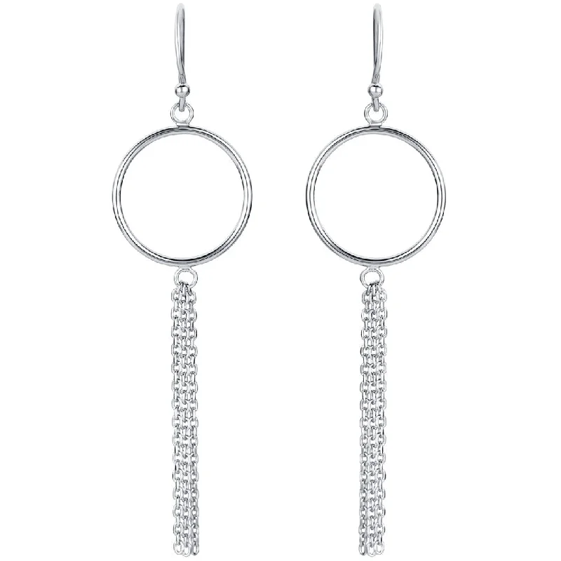 Studded Drop Earrings with Gemstones -Sterling Silver Tassel Drop Earrings