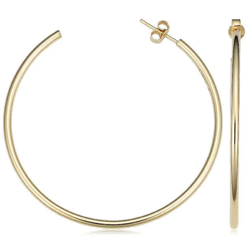 Gothic Drop Earrings with Dark Tone -Joelle Collection Hoop Earrings 14K Yellow Gold Bead Earrings 2 x 45 MM 1.25" Inch