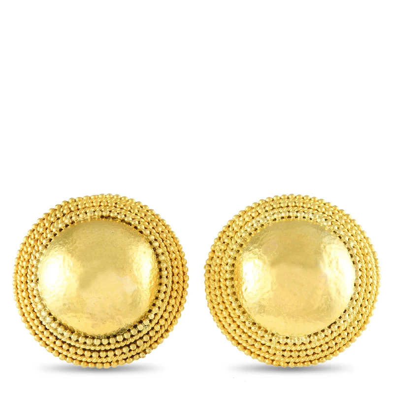 Drop Earrings with Vine Designs -Ilias Lalaounis Ilias Lalalounis 22K Yellow Gold Domed Disc Clip-On Earrings IL11-112624