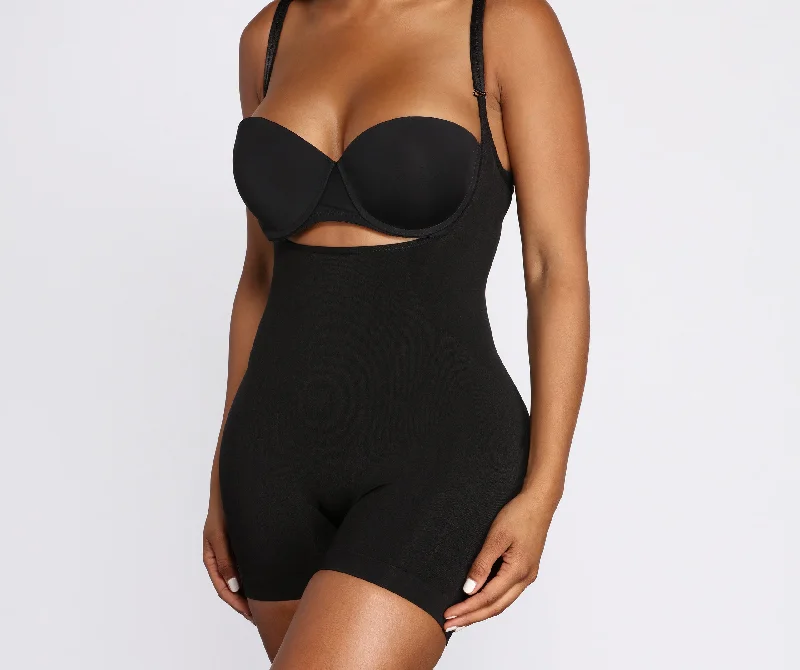 Comfortable tight top for women with soft fabric and versatile wear-Seamless Shaping Boy-short Bodysuit