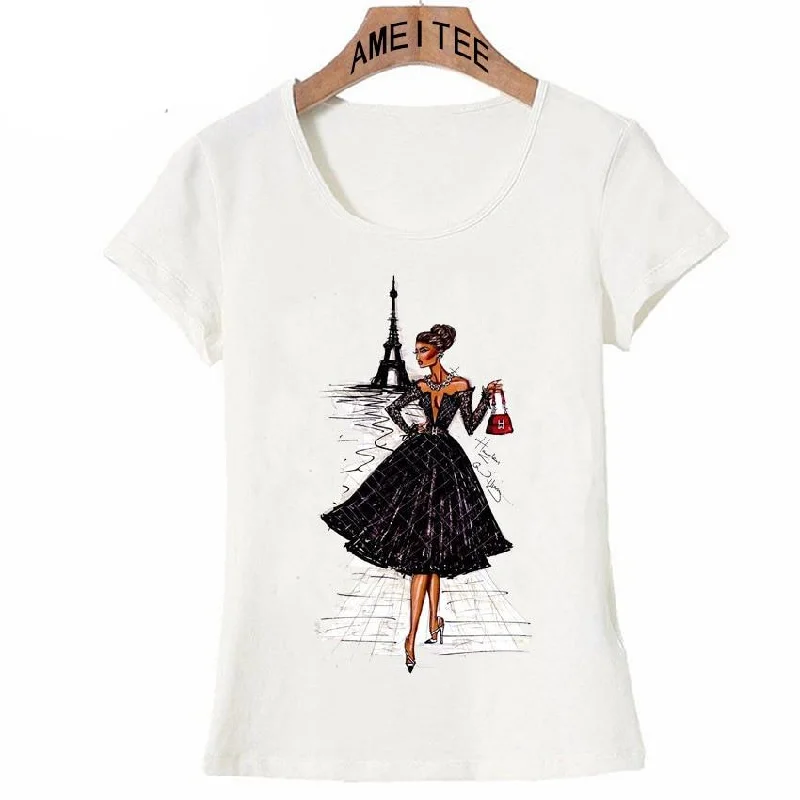 Short Sleeve Blouses for Summer -Short Sleeved Casual Summer T-shirt for Women with Vintage Paris Print