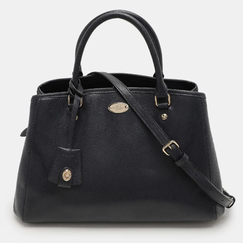 Handle bags with playful patterns for fun -Coach Navy Blue Leather Margot Satchel