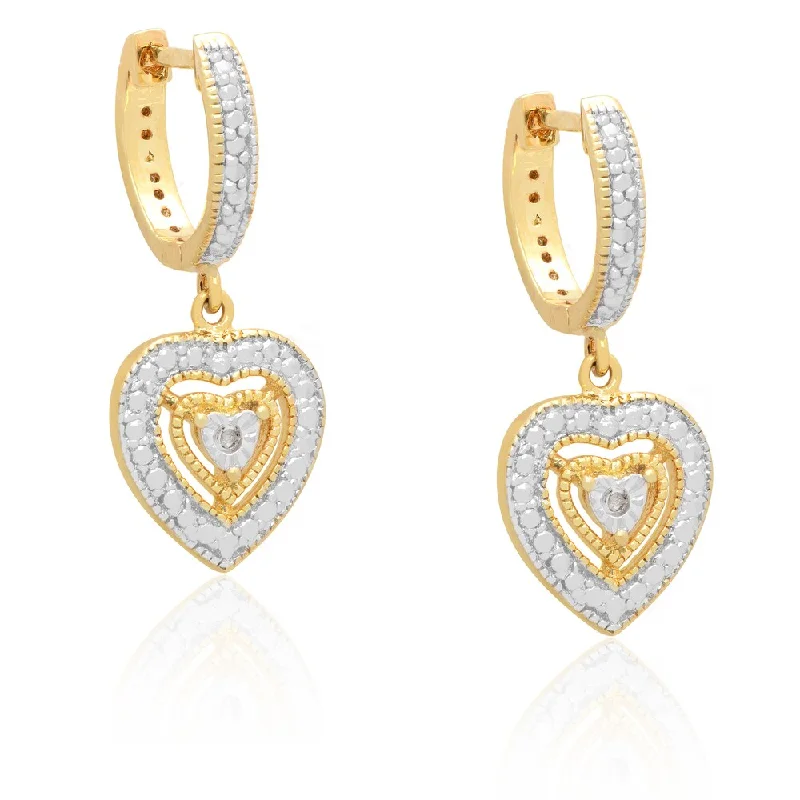 Drop Earrings for Yoga Session -Finesque Diamond Accent Dangle Heart Earrings