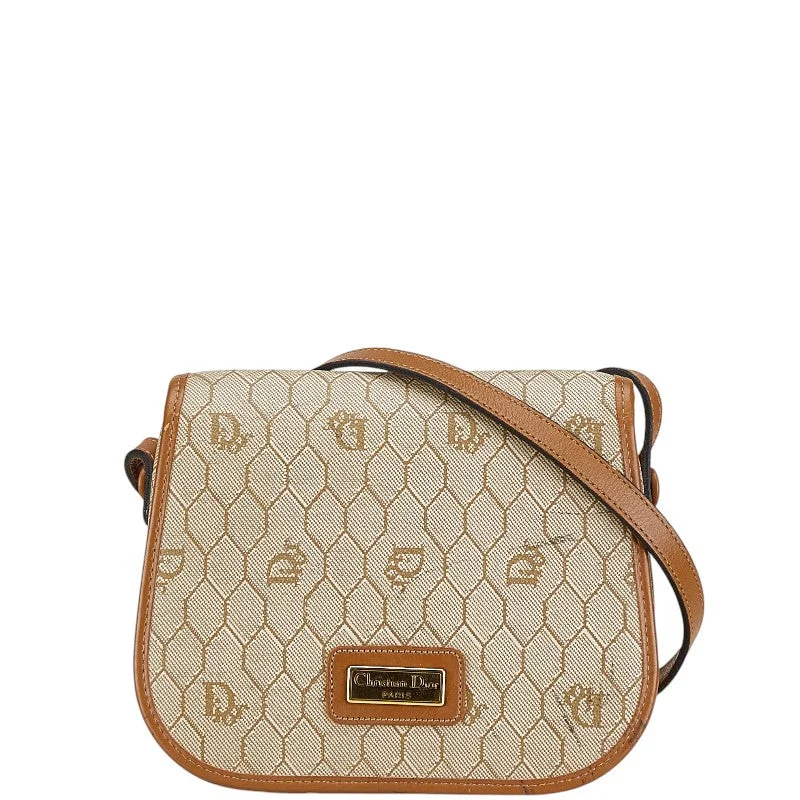 Handle bags with subtle embroidery for detail -Dior Honeycomb Canvas Leather Shoulder Bag