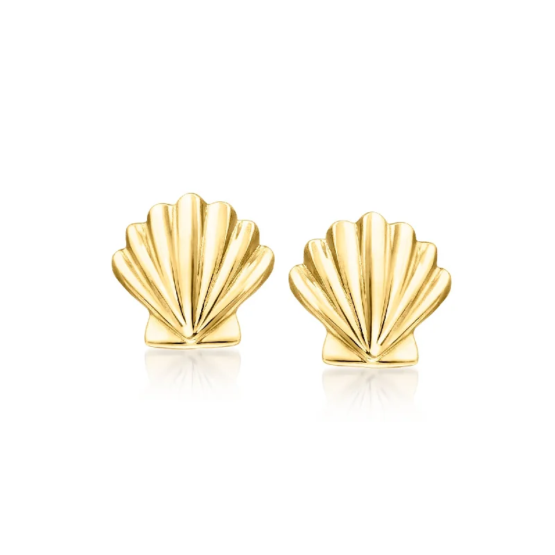 Drop Earrings for Shopping Trip -Canaria Italian 10kt Yellow Gold Petite Shell Earrings