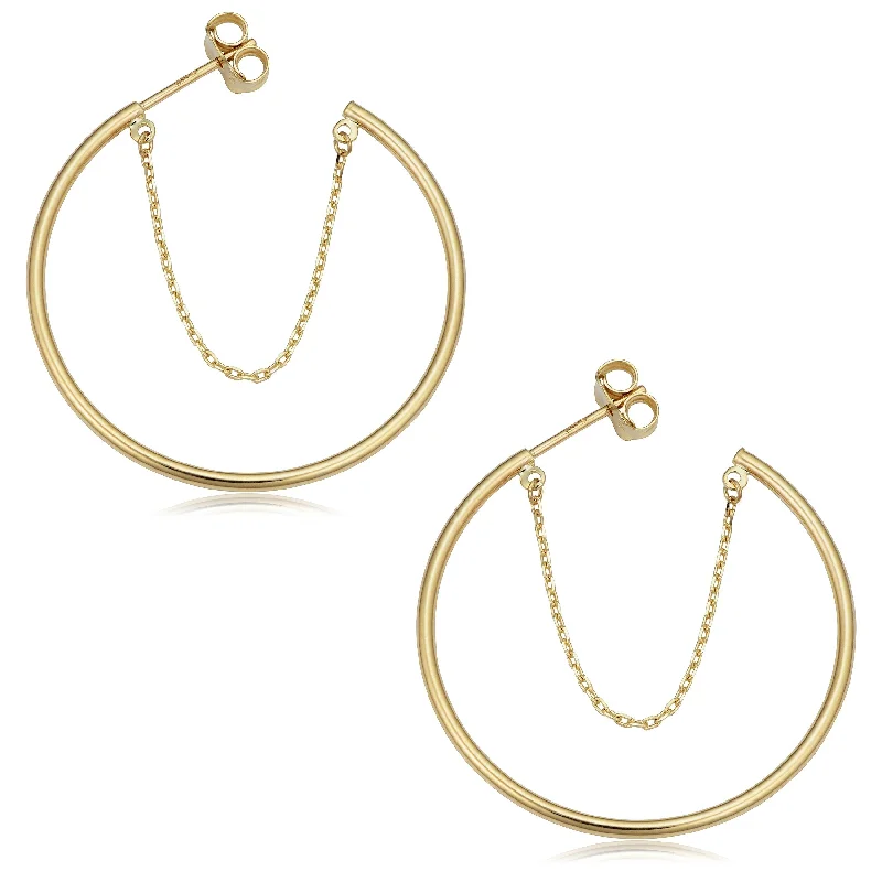 Drop Earrings for Party Look -Joelle Collection Hoop Earrings 14K Yellow Gold Earrings 1.5 x 30 MM 1.25" Inch