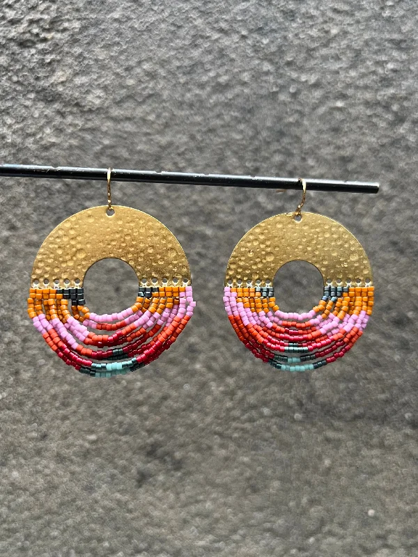 Beaded Drop Earrings for Party -The Organic Circular Fringe Earrings (color options)