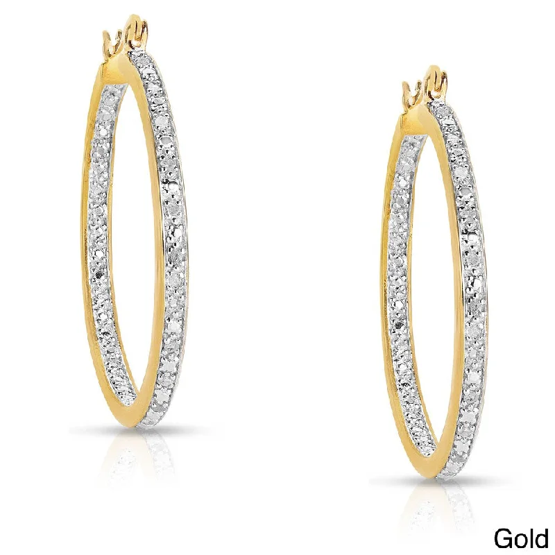 Drop Earrings with Keyhole Designs -Finesque Sterling Silver 1/2ct TDW Diamond Hoop Earrings - White