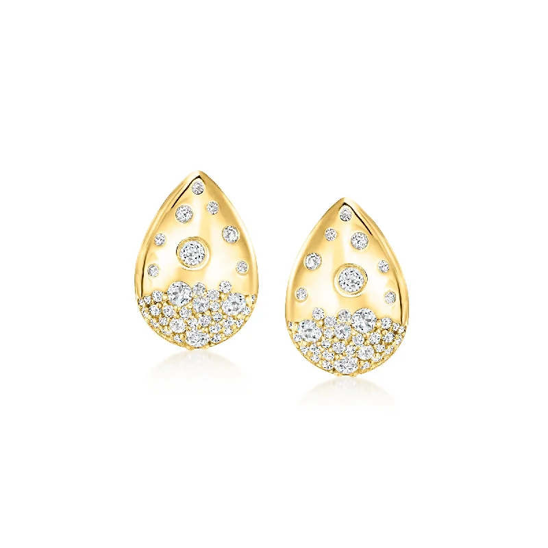 Drop Earrings for Wellness Routine -Ross-Simons Scattered White Topaz Teardrop Earrings in 18kt Gold Over Sterling