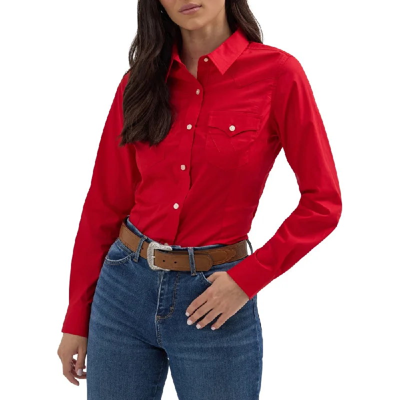 Short Sleeve Blouses for Summer -Wrangler Womens Red Long Sleeve Shirt - 112358017