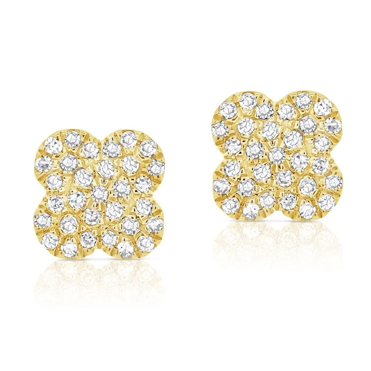 Large Drop Earrings for Statement -Joelle Collection Diamond Flower Cluster Studs Earrings 14K Gold 1/5 ct. t.w.