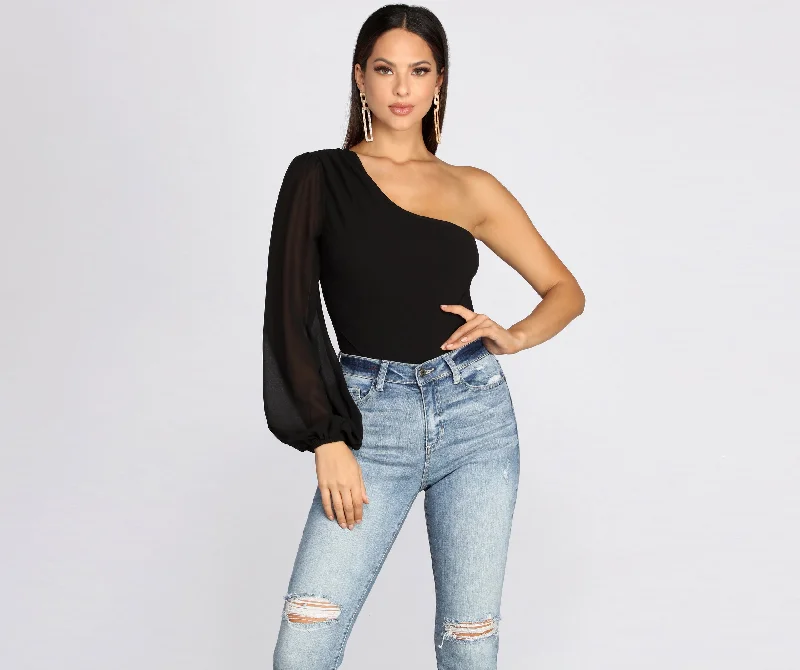 Casual tight top for women with simple cut and effortless style-A Touch Of Chic Bodysuit