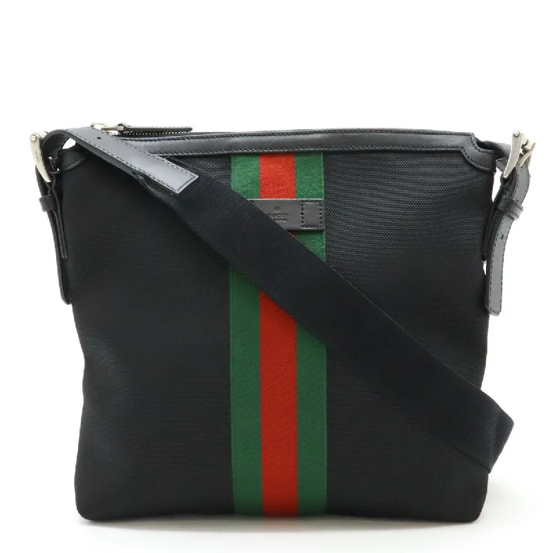 Handle bags with camouflage patterns for edge -Gucci Nylon Canvas Leather Web Line Shoulder Bag