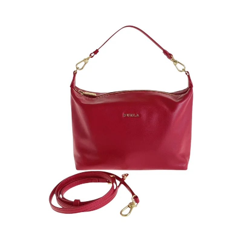 Handle bags with reinforced stitching for durability -Furla Red Leather 2way Handbag