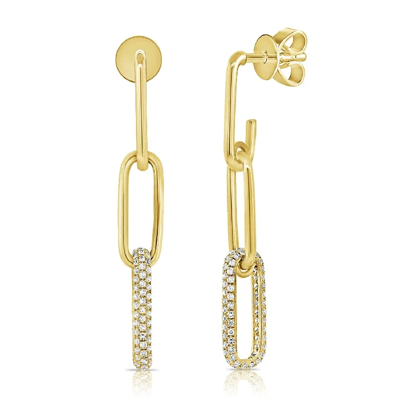 Maximalist Drop Earrings for Bling -Joelle Collection Diamond Pave Paperclip Link Chain Drop Earrings 2/5 ct. t.w. 14K Gold