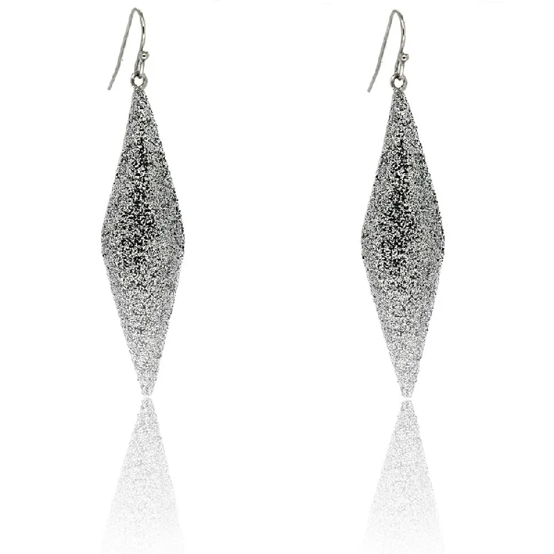 Contemporary Drop Earrings for Fashion -Dolce Giavonna Sterling Silver Rhombus Glitter Dangle Earrings