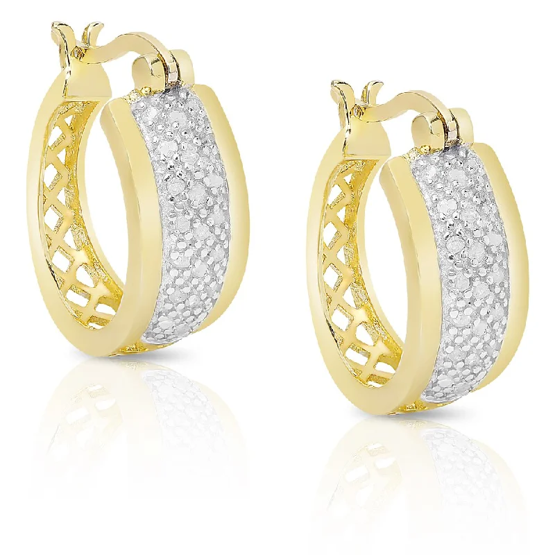 Star Shaped Drop Earrings for Charm -Finesque Sterling Silver or Gold Over Silver 1/4ct TDW Diamond Hoop Earrings