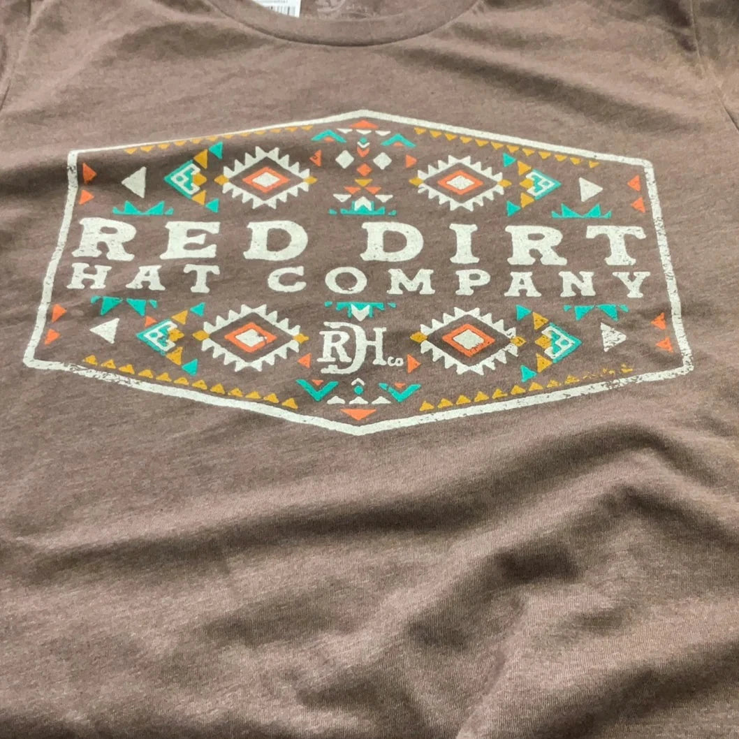 Nylon Shirts for Stretch -Red Dirt Hat Co. "Cowboy Aztec" T-Shirt in Heather Brown