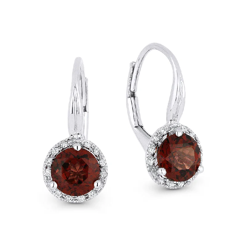 Bohemian Drop Earrings with Tassels -5.5Mm 1.68Ct Garnet Drop/dangle Earrings In 14K White Gold