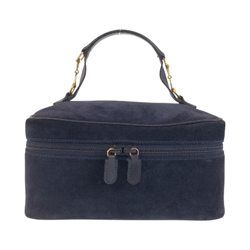 Handle bags with geometric patterns for modernity -Gucci Suede Vintage Horsebit Handbag Vanity Bag