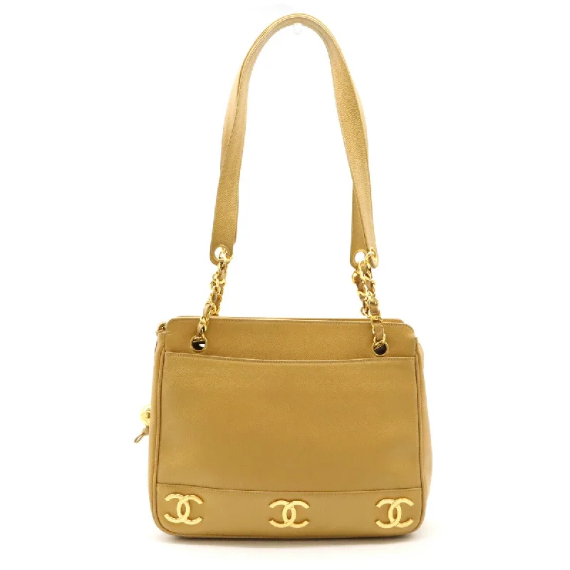 Handle bags with side pockets for organization -Chanel Caviar Triple Coco Chain Shoulder Bag