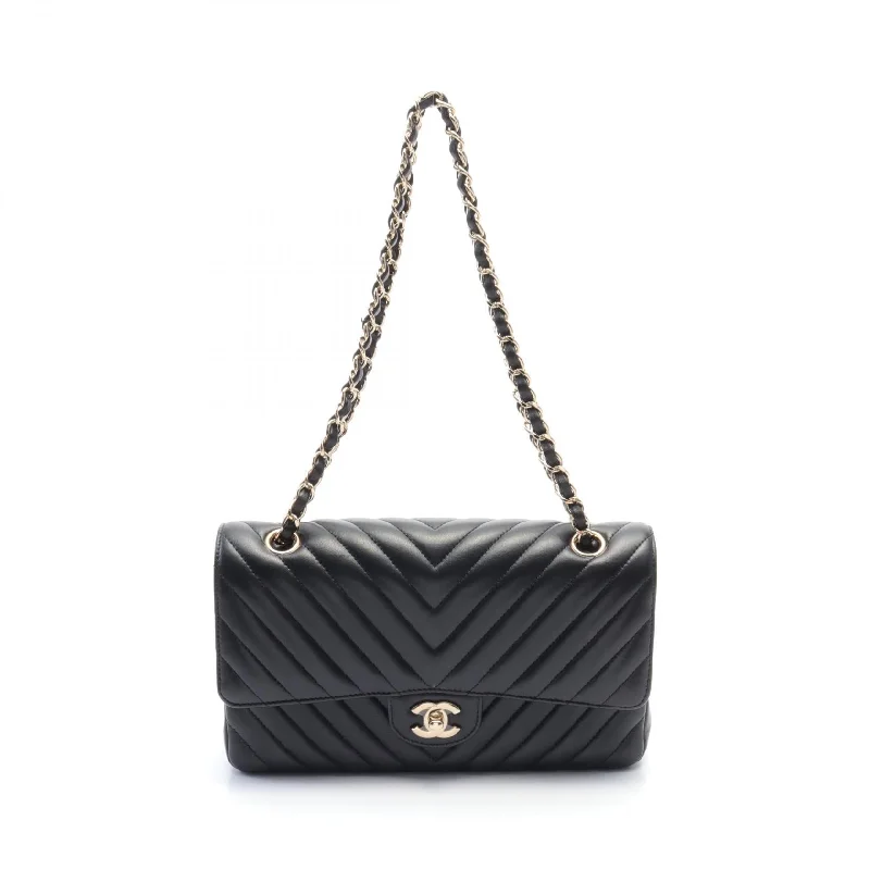 Handle bags with neutral tones for versatility -Chanel Chevron V-Stitch Lambskin Shoulder Bag