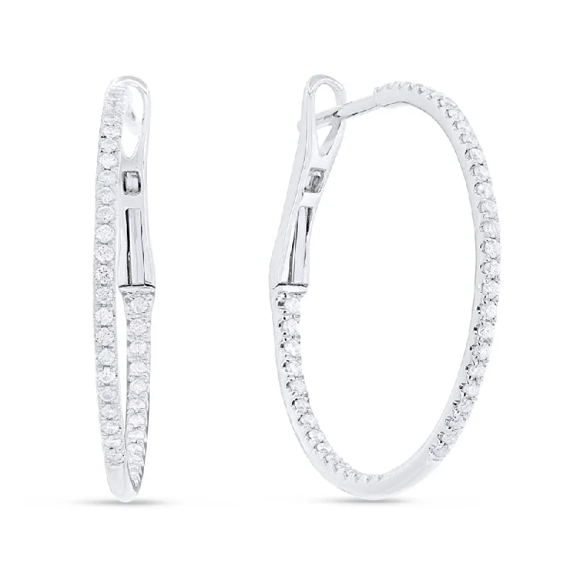 Drop Earrings for Prom Night -0.50Ct White Diamond Hoops Earrings In 14K White Gold