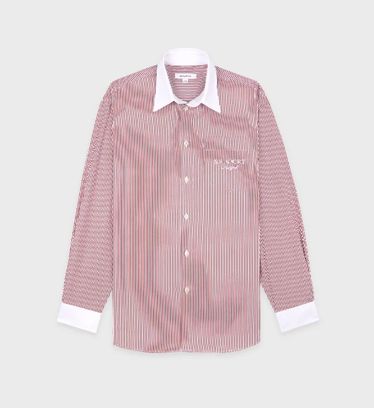 Punk Blouses with Spikes -S.R. Sport Oversized Shirt - Red Striped