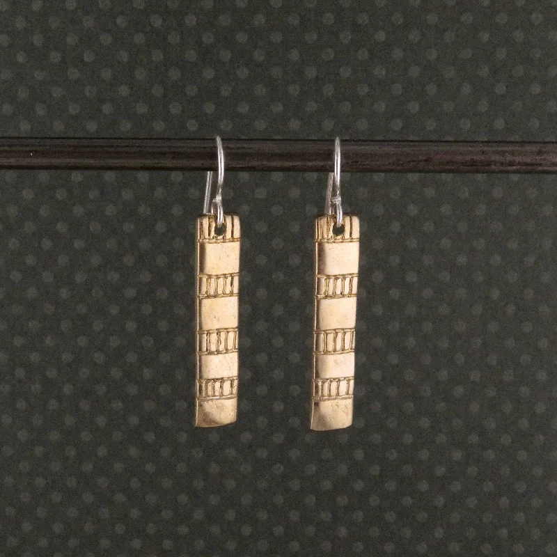 Minimalist Drop Earrings with Simplicity -Etched Gold Bar Earrings