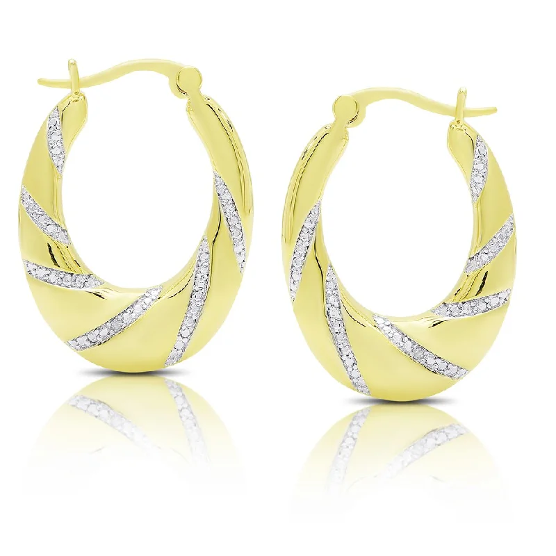 Drop Earrings for Anniversary -Finesque Gold Overlay Diamond Accent Hoop Earrings