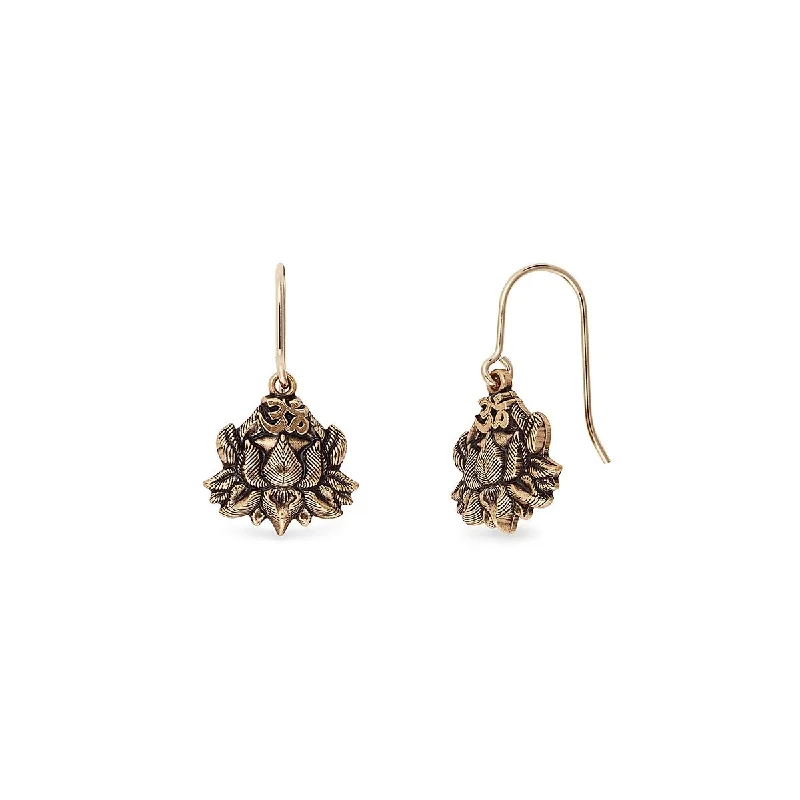 Gemstone and Diamond Drop Earrings for Opulence -Lotus Hook Earrings