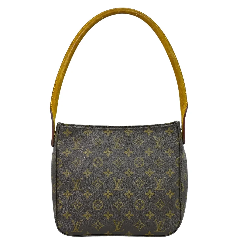 Handle bags with sleek zippers for closure -Louis Vuitton Looping Mm  Canvas Shoulder Bag (Pre-Owned)