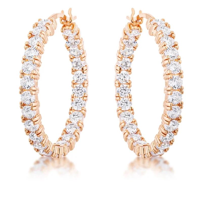 Drop Earrings with Hammered Finish -Sparkling Cubic Zirconia Eternity Hoop Earrings - 33 Mm X 3 Mm W X 3 Mm H