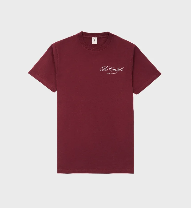 High Neck Blouses for Modest -The Carlyle Souvenir T-Shirt - Merlot/White