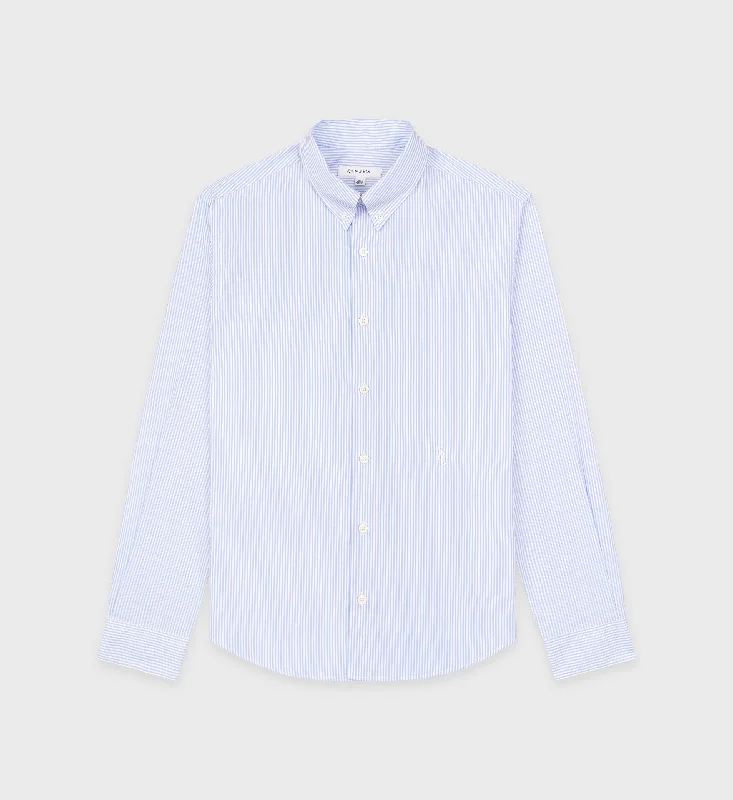 Flannel Shirts for Cozy -SRC Button Down Shirt - Light Blue Striped