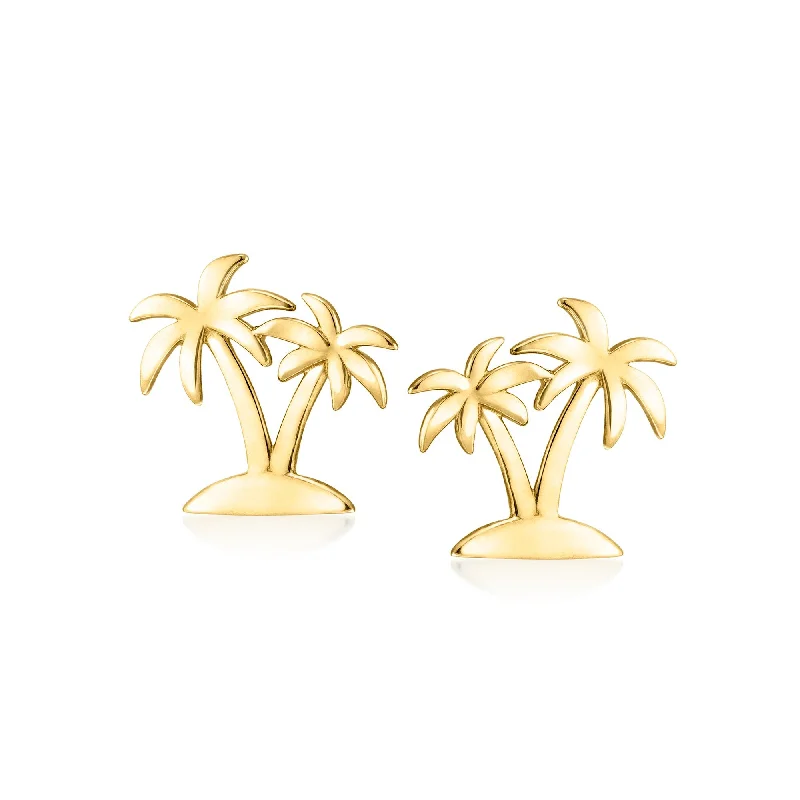 Drop Earrings for Formal Attire -Canaria Italian 10kt Yellow Gold Palm Tree Earrings