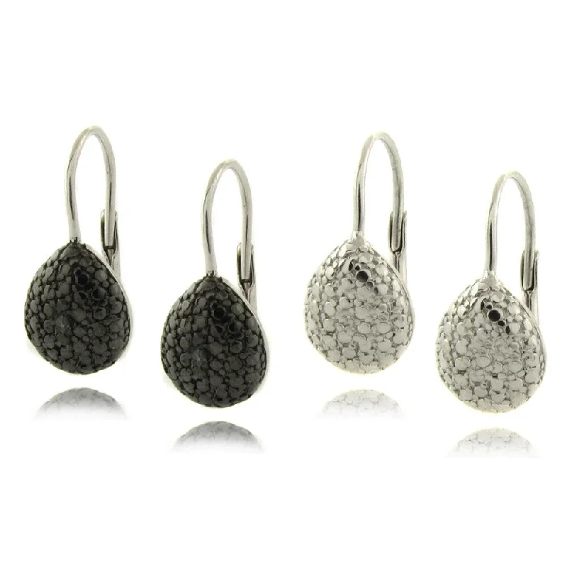 Punk Drop Earrings with Spikes -Finesque Sterling Silver Diamond Accent Teardrop Earrings