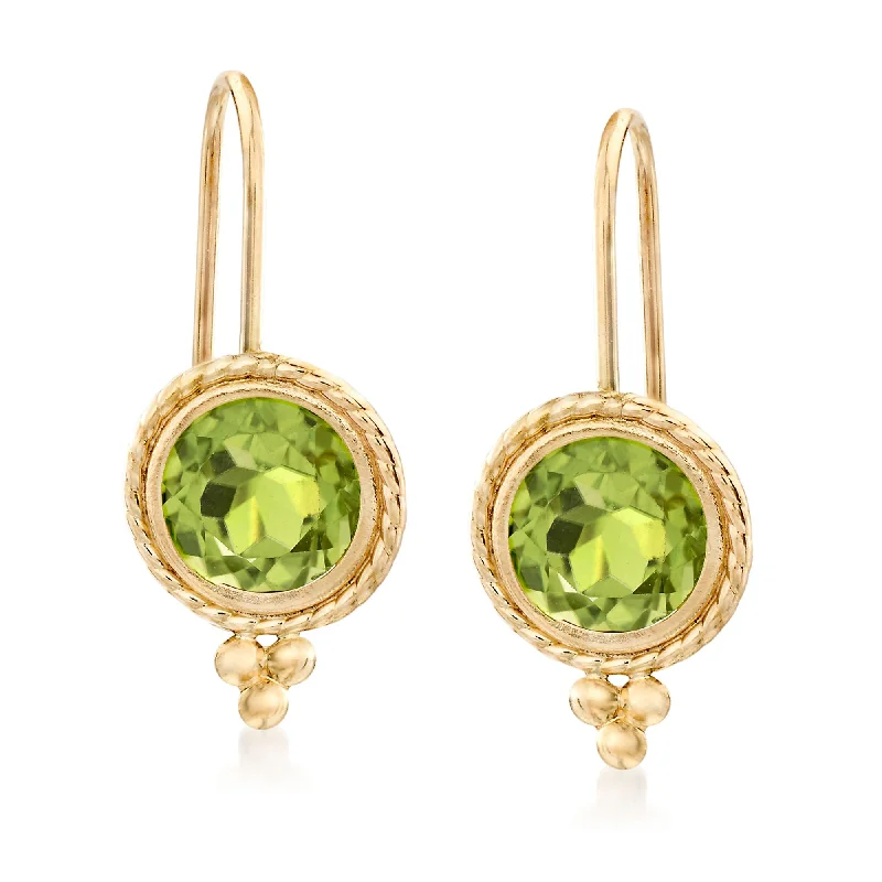 Hypoallergenic Drop Earrings for Sensitive -Ross-Simons Peridot Drop Earrings in 14kt Yellow Gold